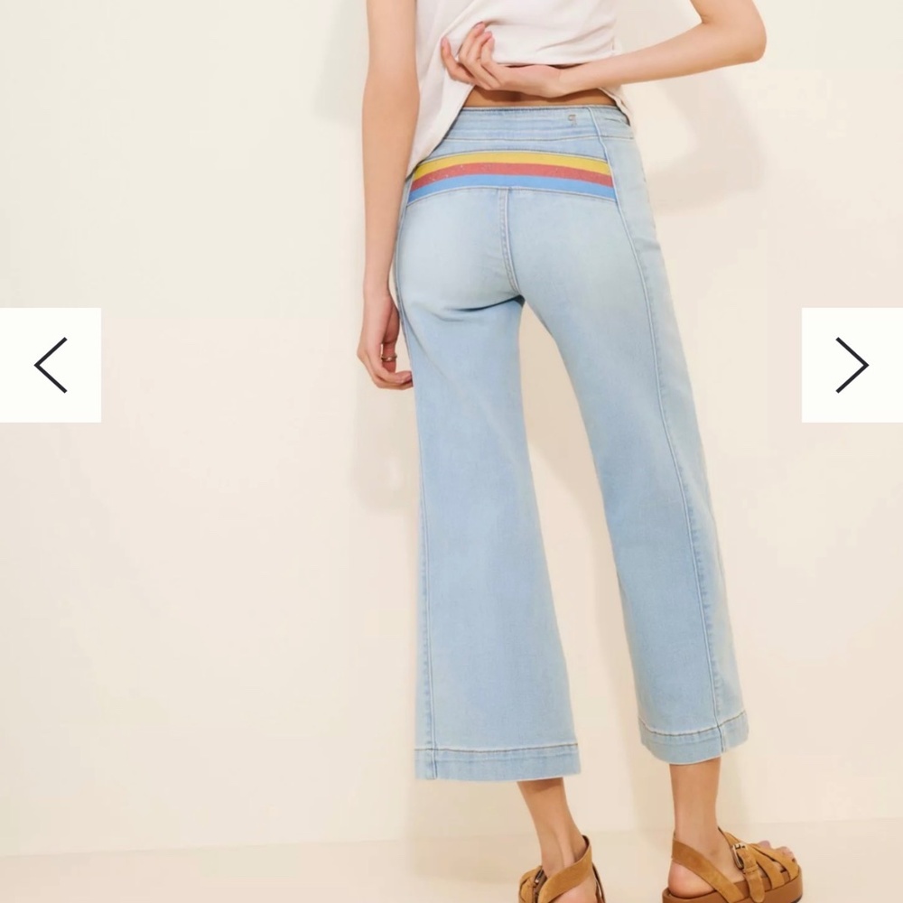 Pilcro Anthropologie High-Rise Rainbow Cropped Flare Jeans